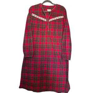 Celestial Dreams Women's XL (16/18) Red Plaid Long sleeve Maxi Fleece  Gown
